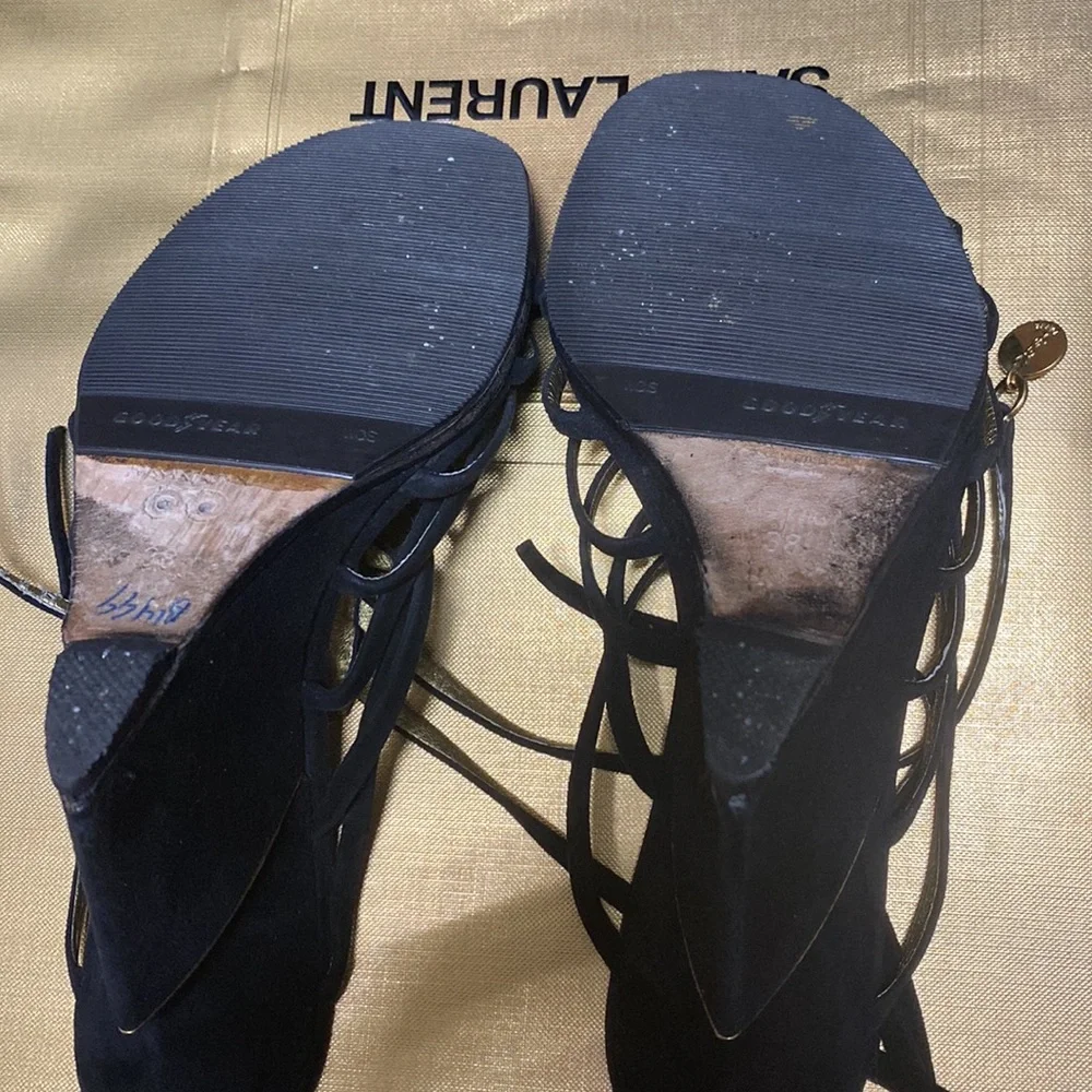 YSL black suede wedge sz38 - Picture 8 of 10